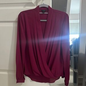 Ann Taylor Factory Deep Red Wrap Blouse